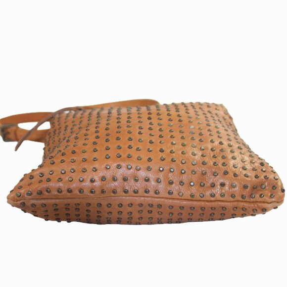 Platania Made In Italy Studded Leather Light Cognac Cross Body Shoulder … - Picture 7 of 11